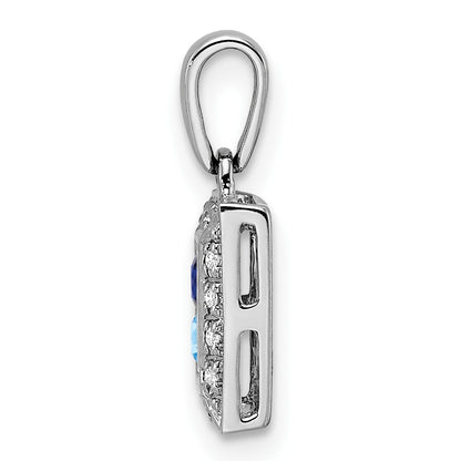 14K White Gold Family Jewelry Diamond Semi-Set Pendant