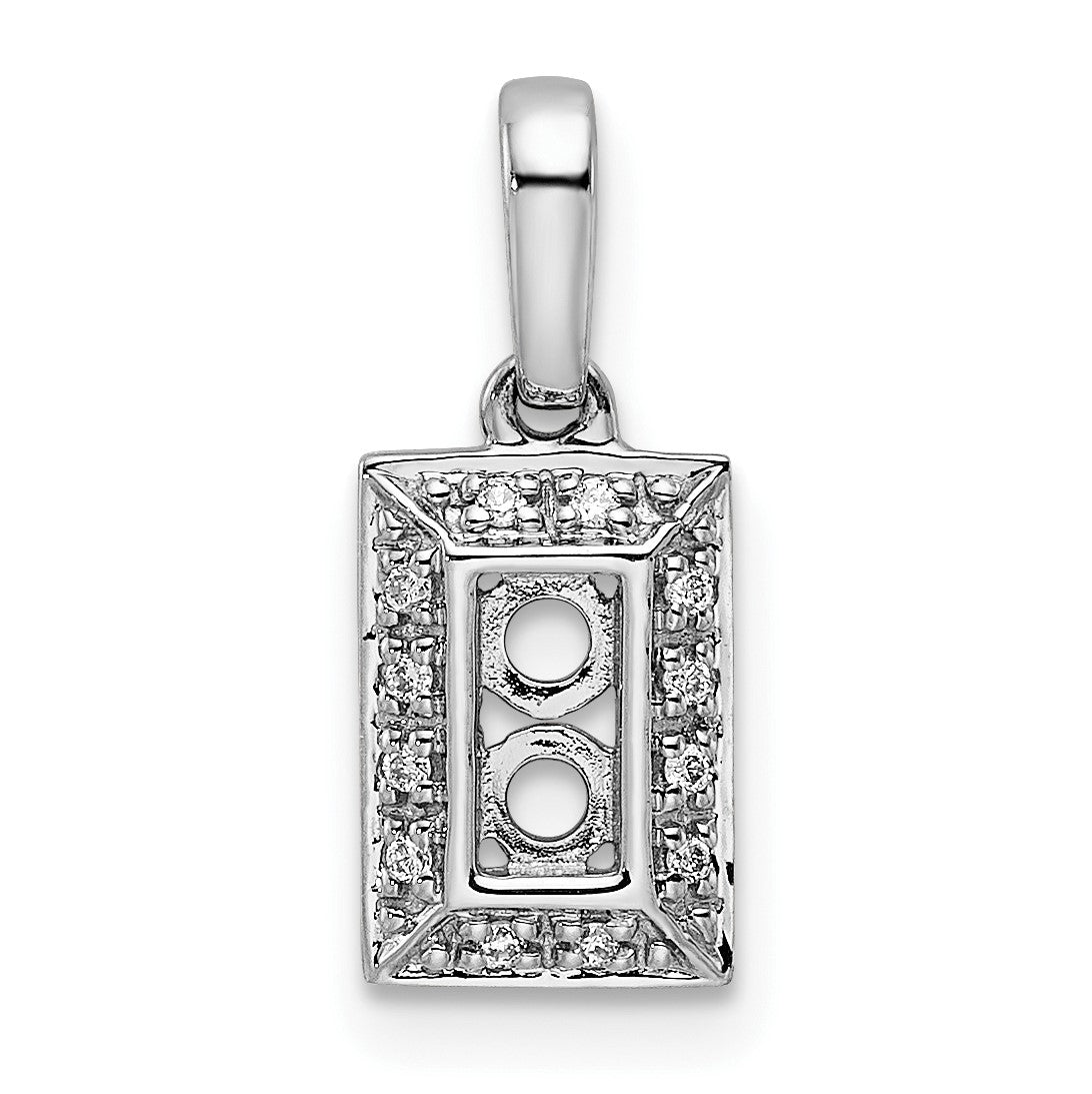 14K White Gold Family Jewelry Diamond Semi-Set Pendant