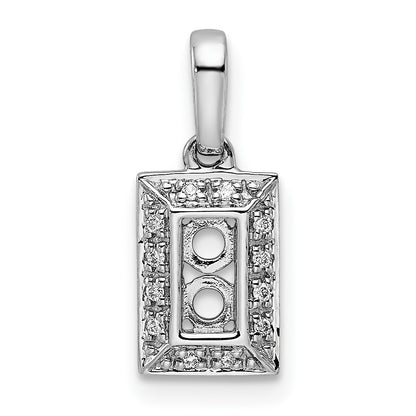 14K White Gold Family Jewelry Diamond Semi-Set Pendant