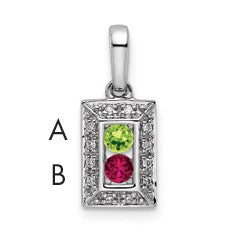 14K White Gold Family Jewelry Diamond Semi-Set Pendant