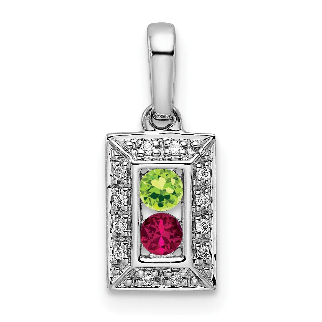 14K White Gold Family Jewelry Diamond Semi-Set Pendant
