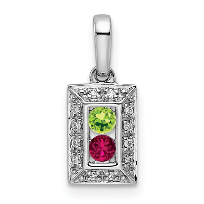 14K White Gold Family Jewelry Diamond Semi-Set Pendant