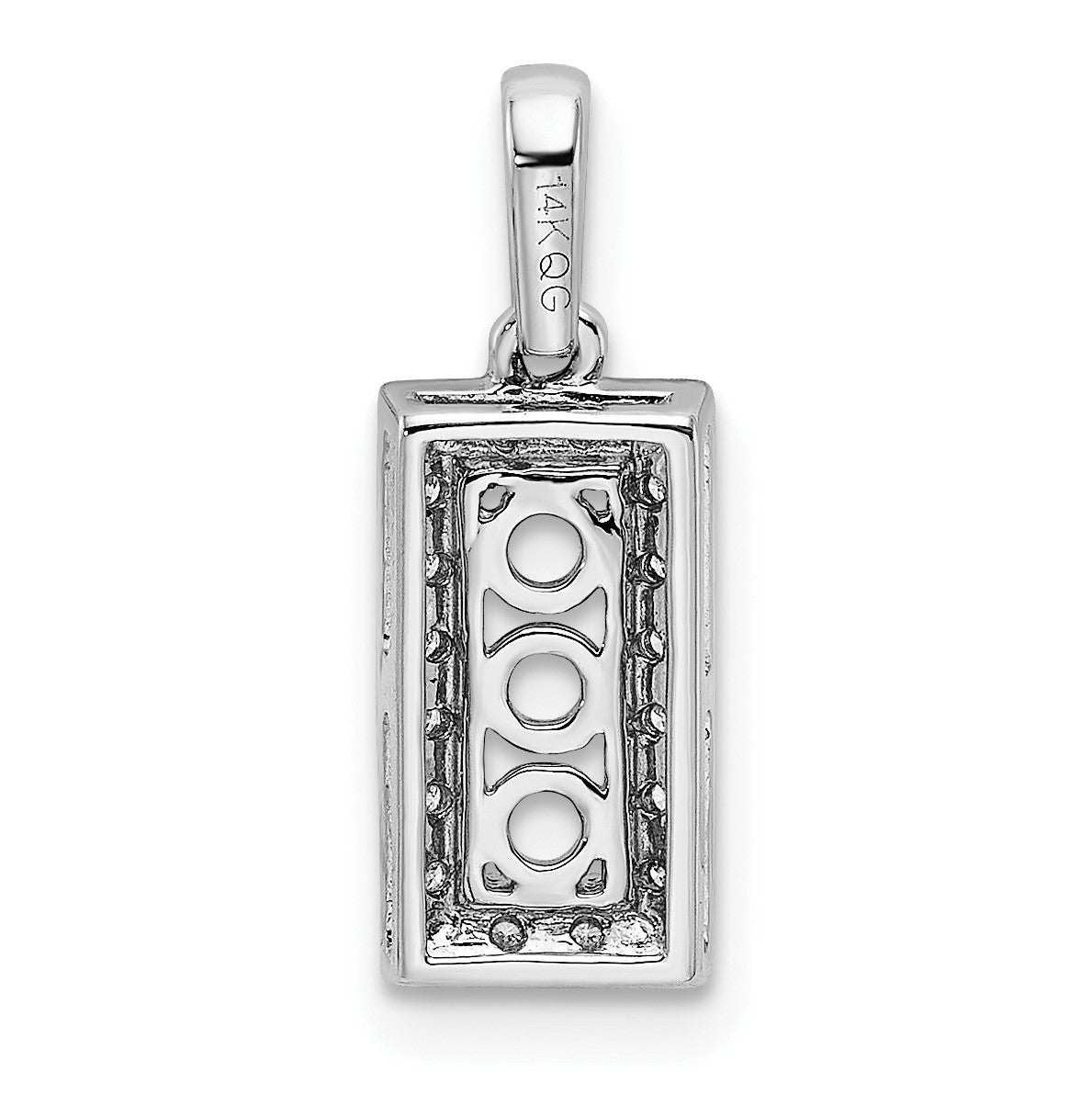 14K White Gold Family Jewelry Diamond Semi-Set Pendant