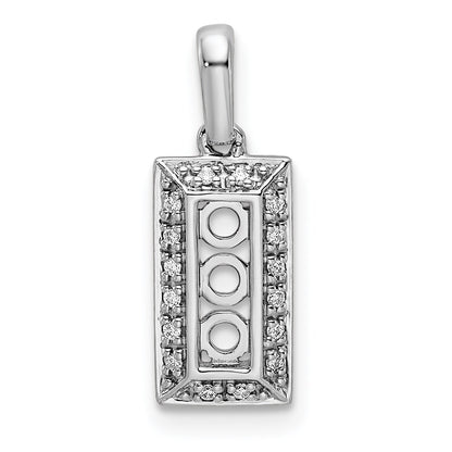 14K White Gold Family Jewelry Diamond Semi-Set Pendant