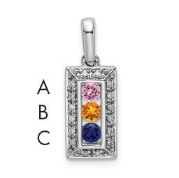 14K White Gold Family Jewelry Diamond Semi-Set Pendant