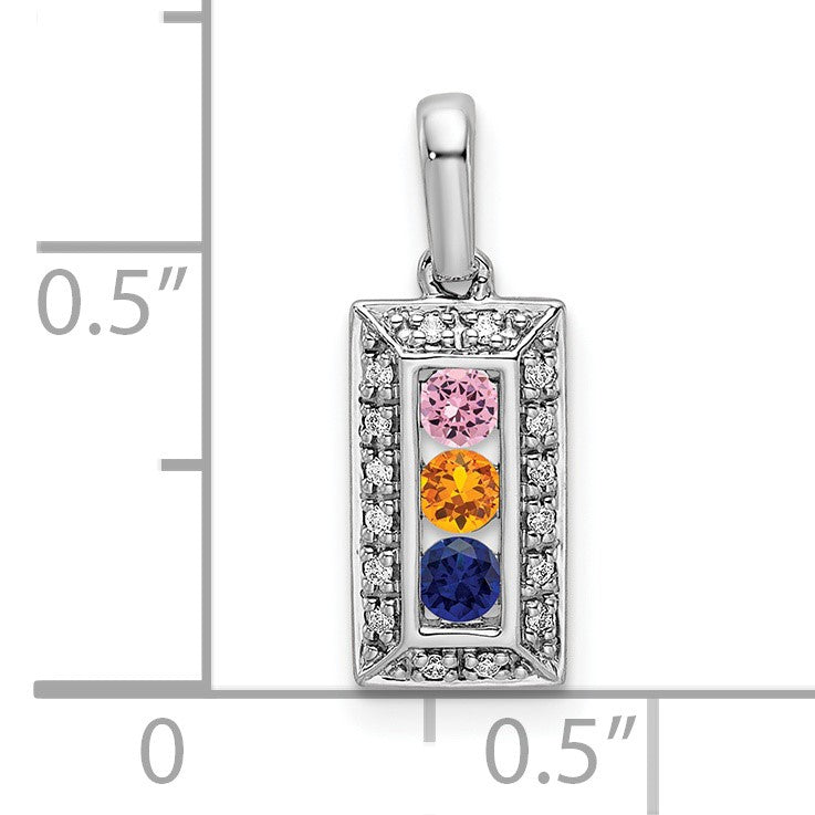 14K White Gold Family Jewelry Diamond Semi-Set Pendant
