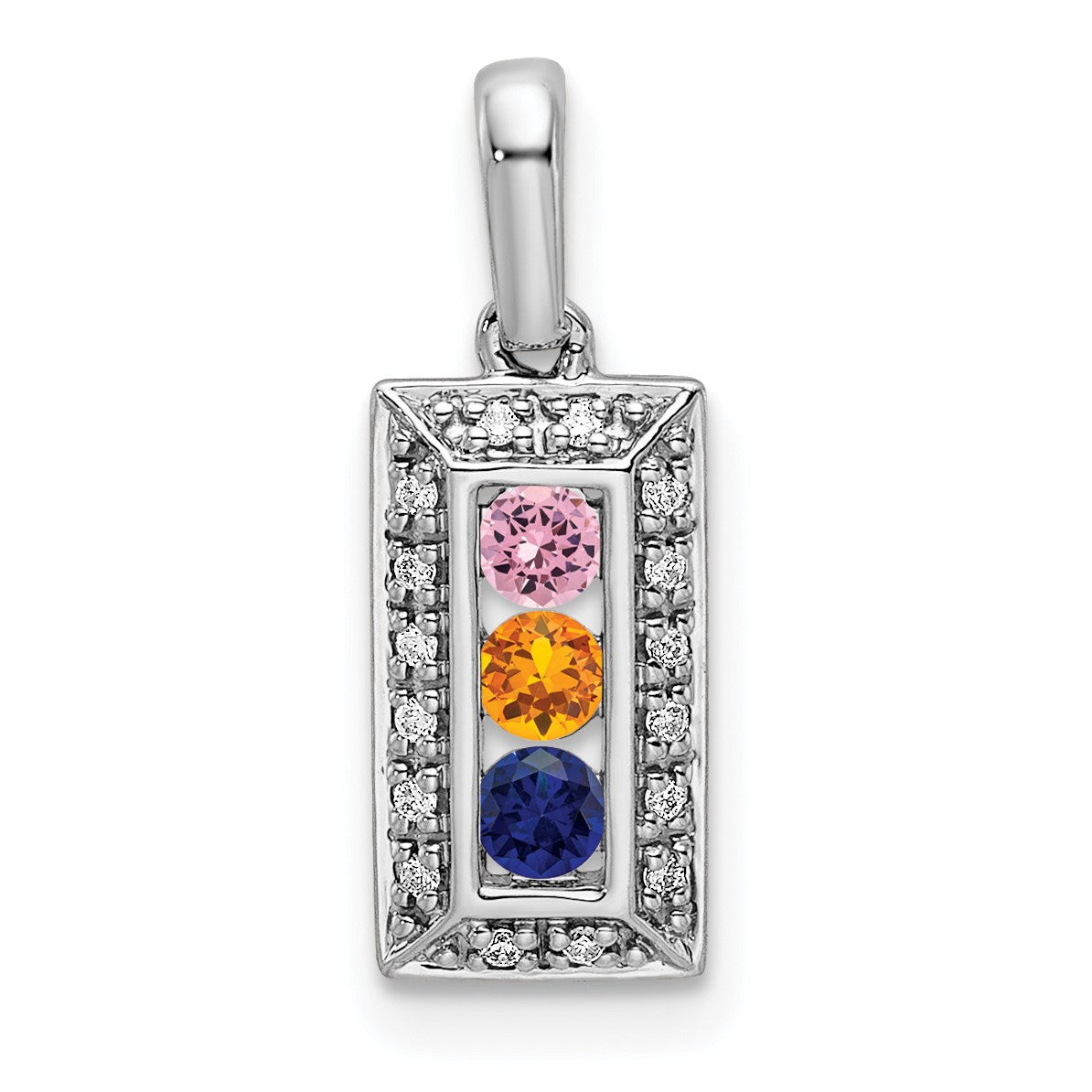 14K White Gold Family Jewelry Diamond Semi-Set Pendant