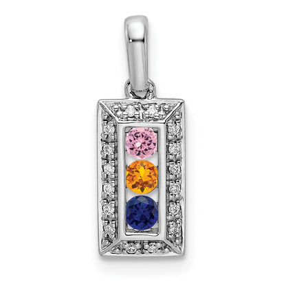 14K White Gold Family Jewelry Diamond Semi-Set Pendant
