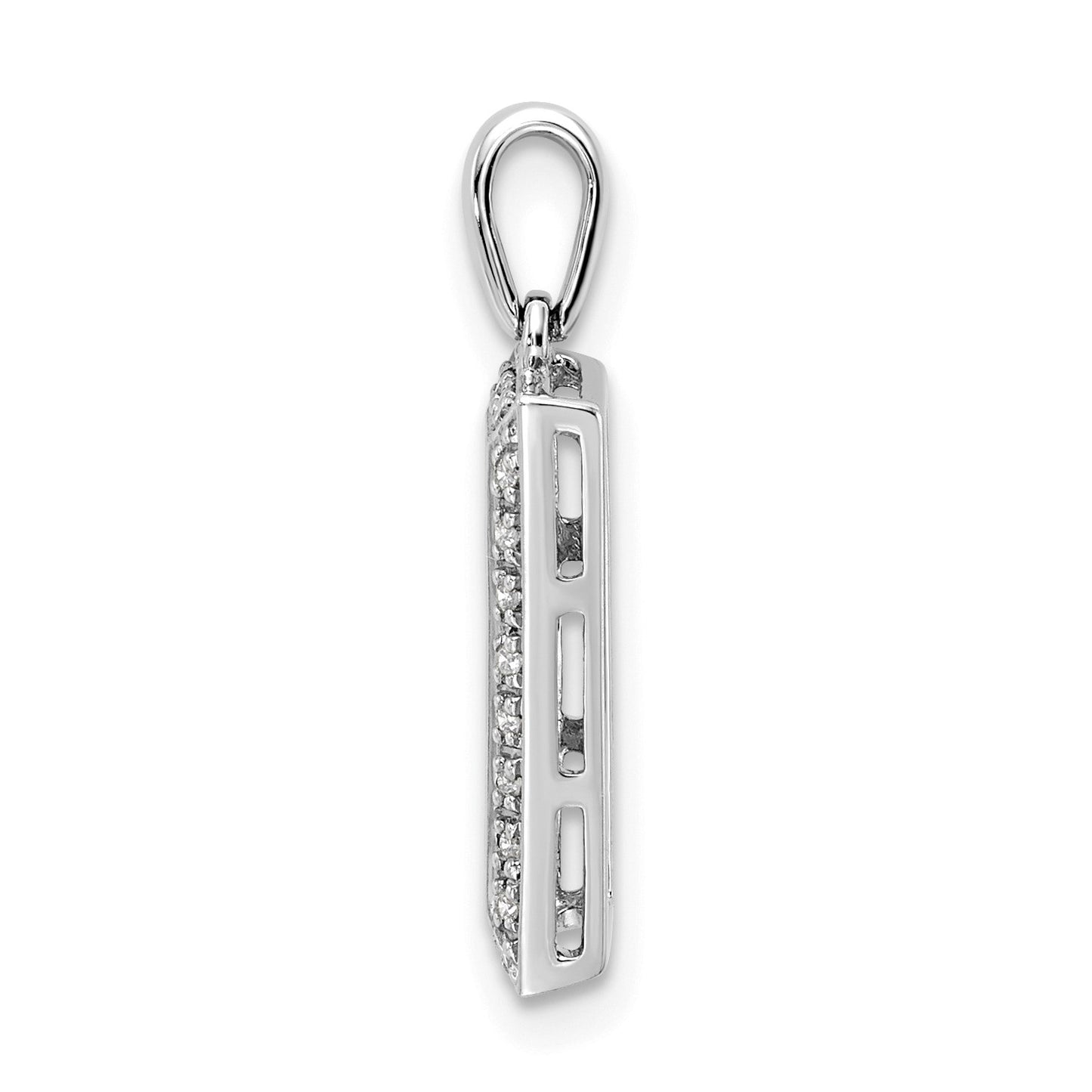 14K White Gold Family Jewelry Diamond Semi-Set Pendant