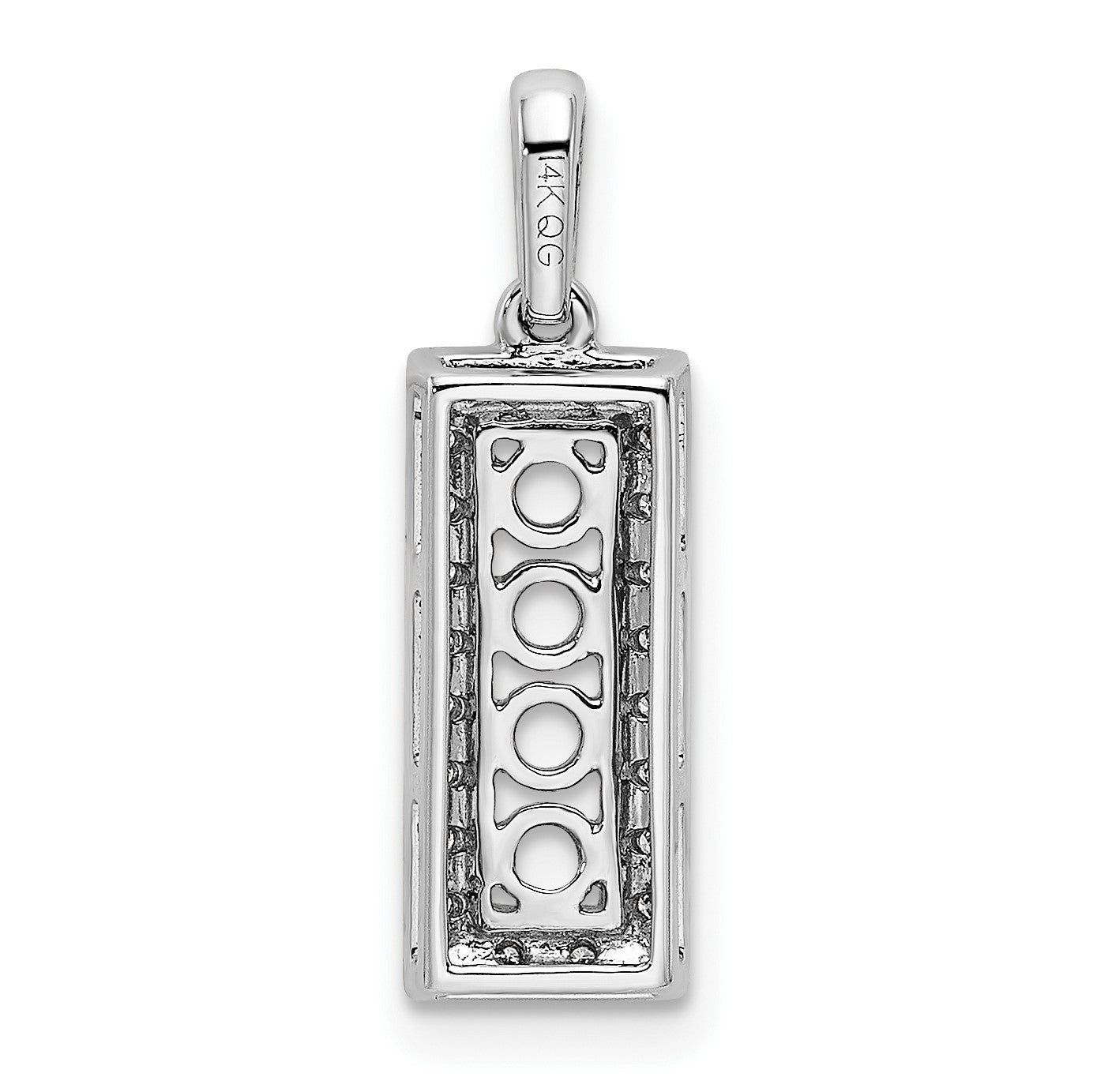 14K White Gold Family Jewelry Diamond Semi-Set Pendant