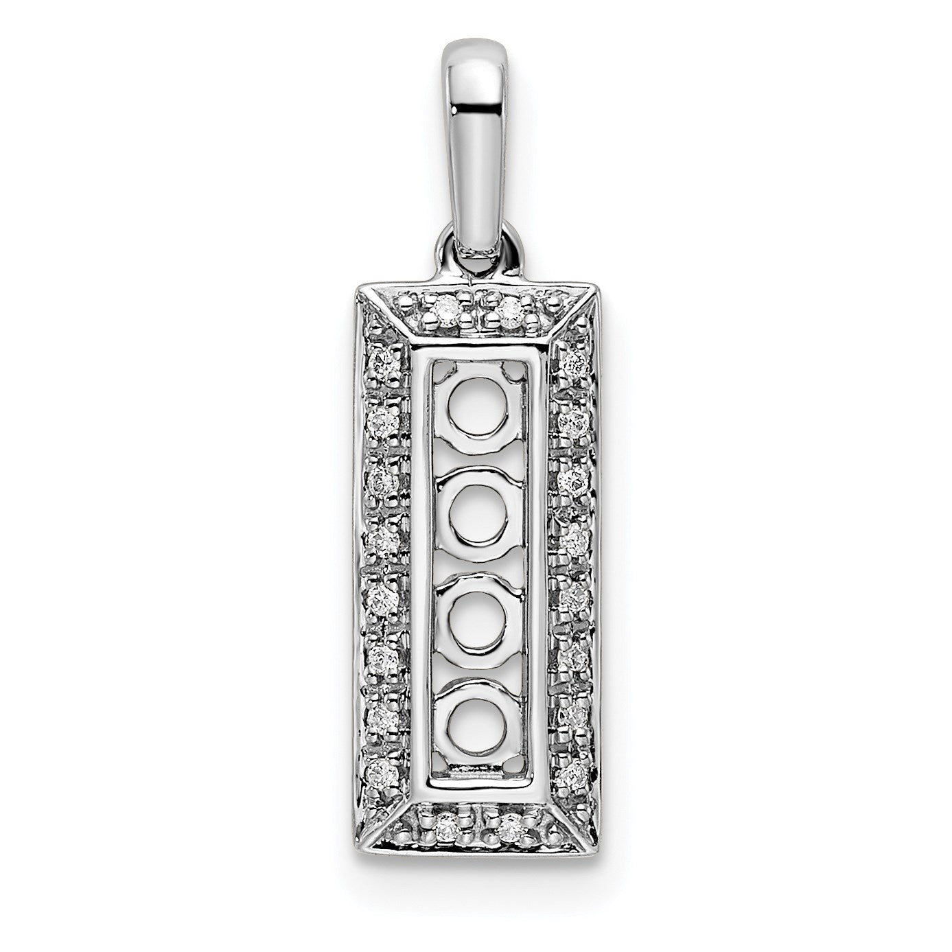 14K White Gold Family Jewelry Diamond Semi-Set Pendant