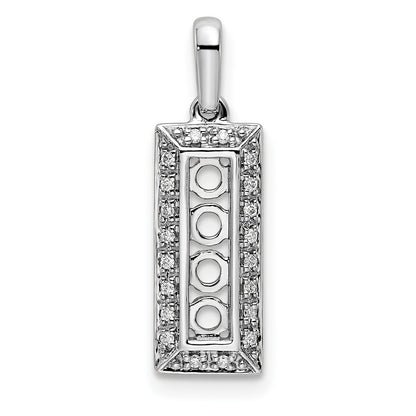 14K White Gold Family Jewelry Diamond Semi-Set Pendant
