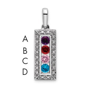 14K White Gold Family Jewelry Diamond Semi-Set Pendant