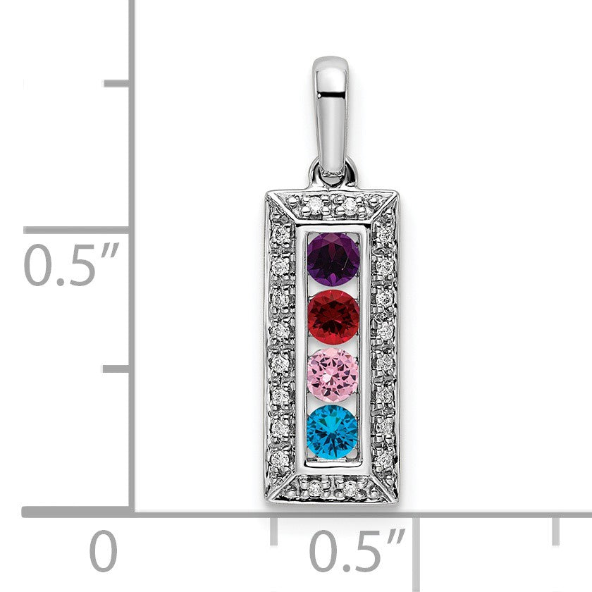 14K White Gold Family Jewelry Diamond Semi-Set Pendant