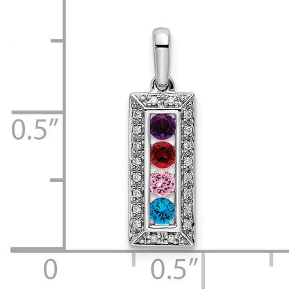 14K White Gold Family Jewelry Diamond Semi-Set Pendant