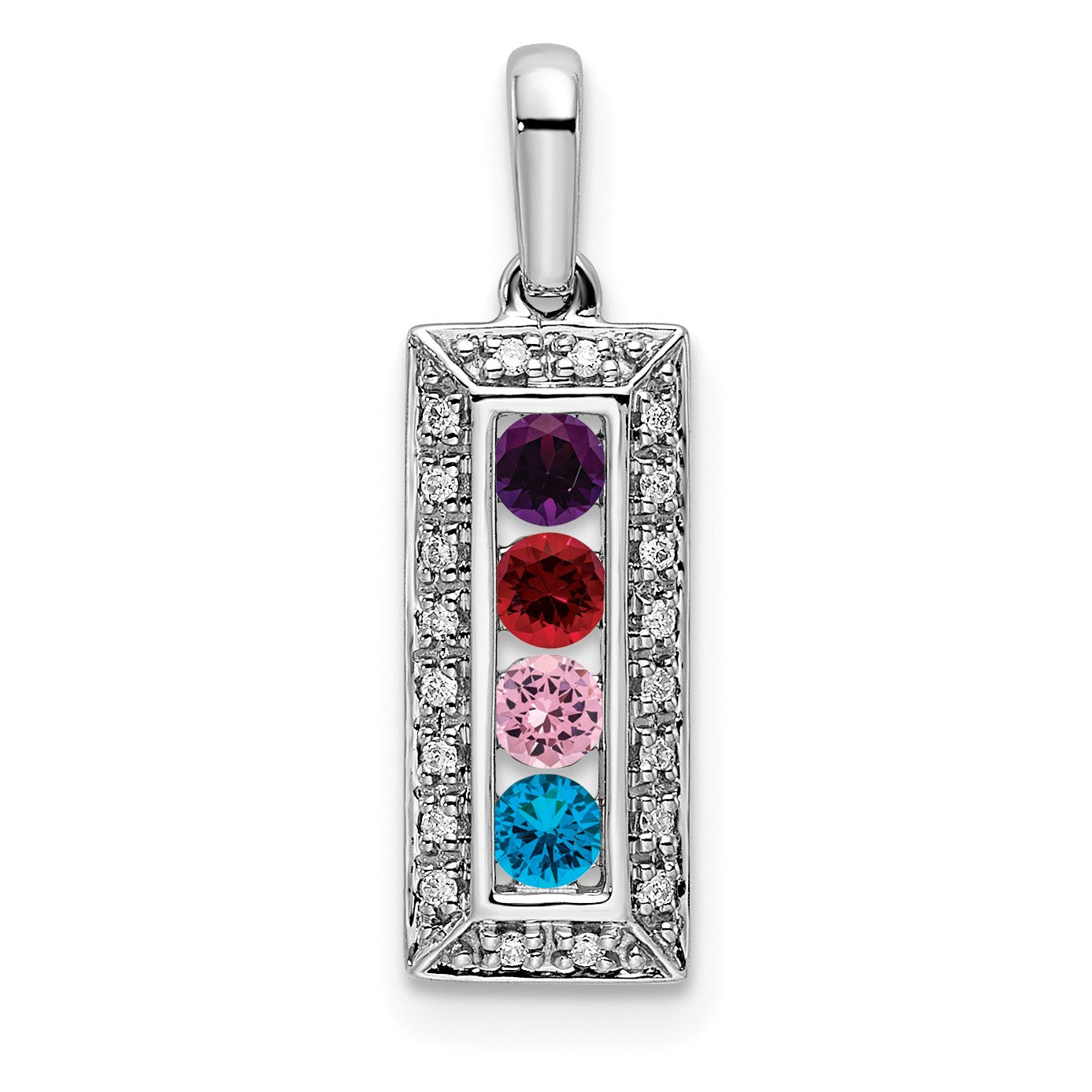 14K White Gold Family Jewelry Diamond Semi-Set Pendant