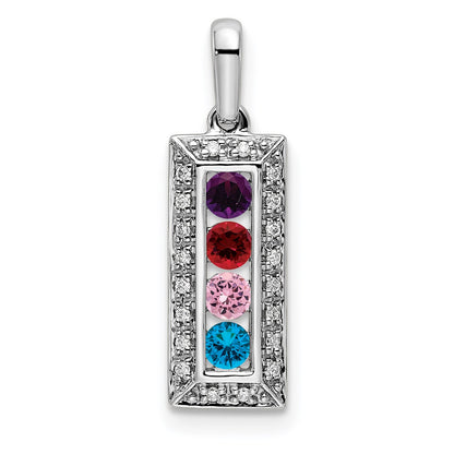 14K White Gold Family Jewelry Diamond Semi-Set Pendant