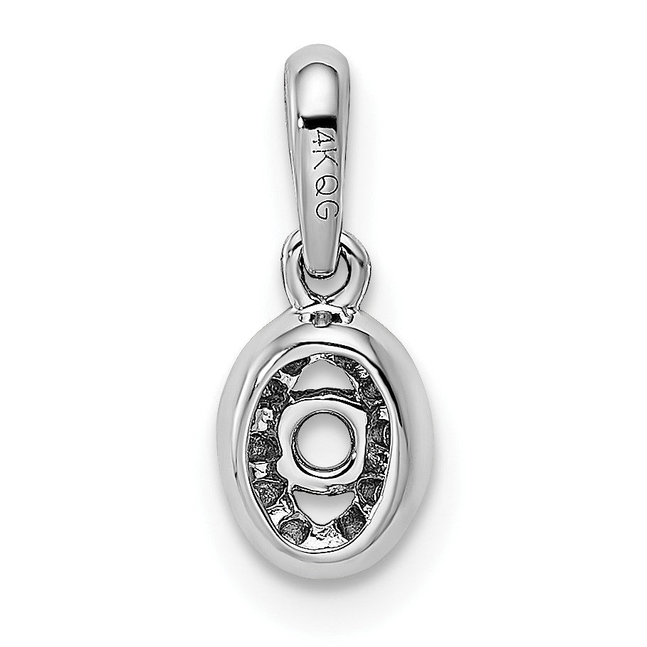 14K White Gold Family Jewelry Diamond Semi-Set Pendant