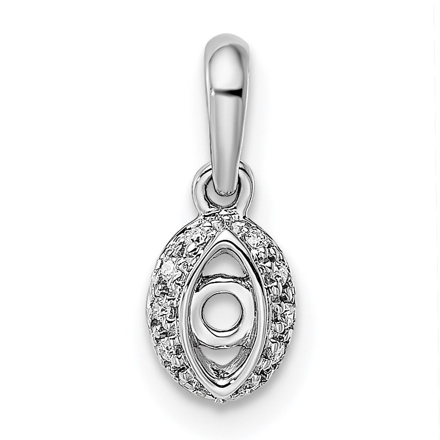 14K White Gold Family Jewelry Diamond Semi-Set Pendant