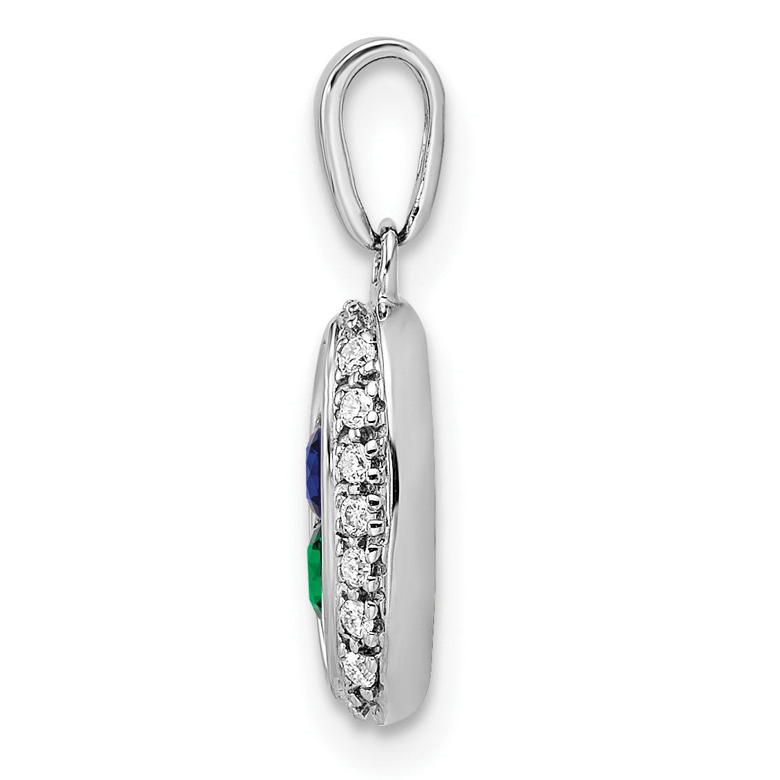 14K White Gold Family Jewelry Diamond Semi-Set Pendant