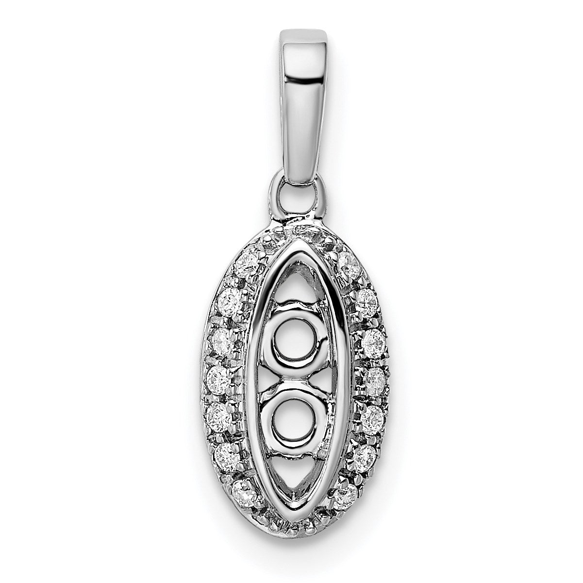 14K White Gold Family Jewelry Diamond Semi-Set Pendant