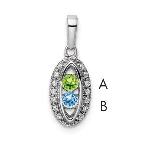 14K White Gold Family Jewelry Diamond Semi-Set Pendant