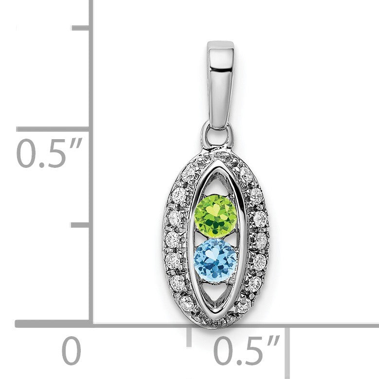 14K White Gold Family Jewelry Diamond Semi-Set Pendant