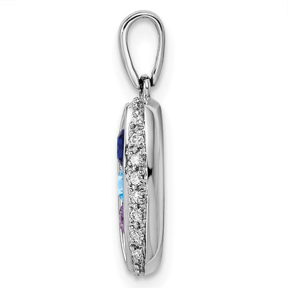 14K White Gold Family Jewelry Diamond Semi-Set Pendant