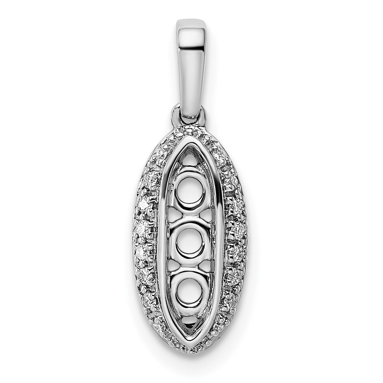 14K White Gold Family Jewelry Diamond Semi-Set Pendant