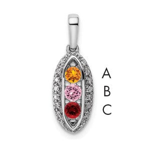 14K White Gold Family Jewelry Diamond Semi-Set Pendant