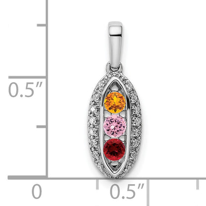 14K White Gold Family Jewelry Diamond Semi-Set Pendant