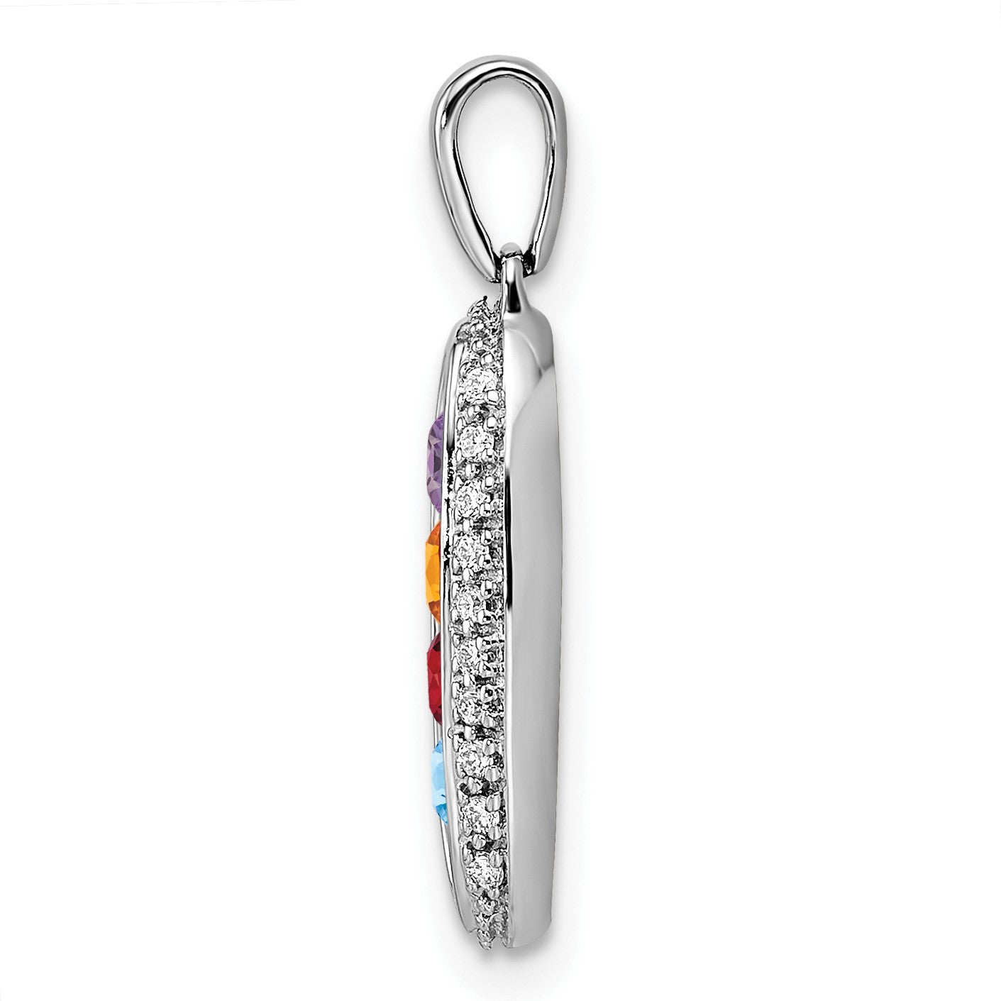 14K White Gold Family Jewelry Diamond Semi-Set Pendant