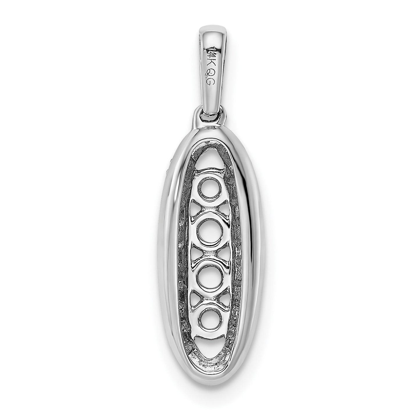14K White Gold Family Jewelry Diamond Semi-Set Pendant