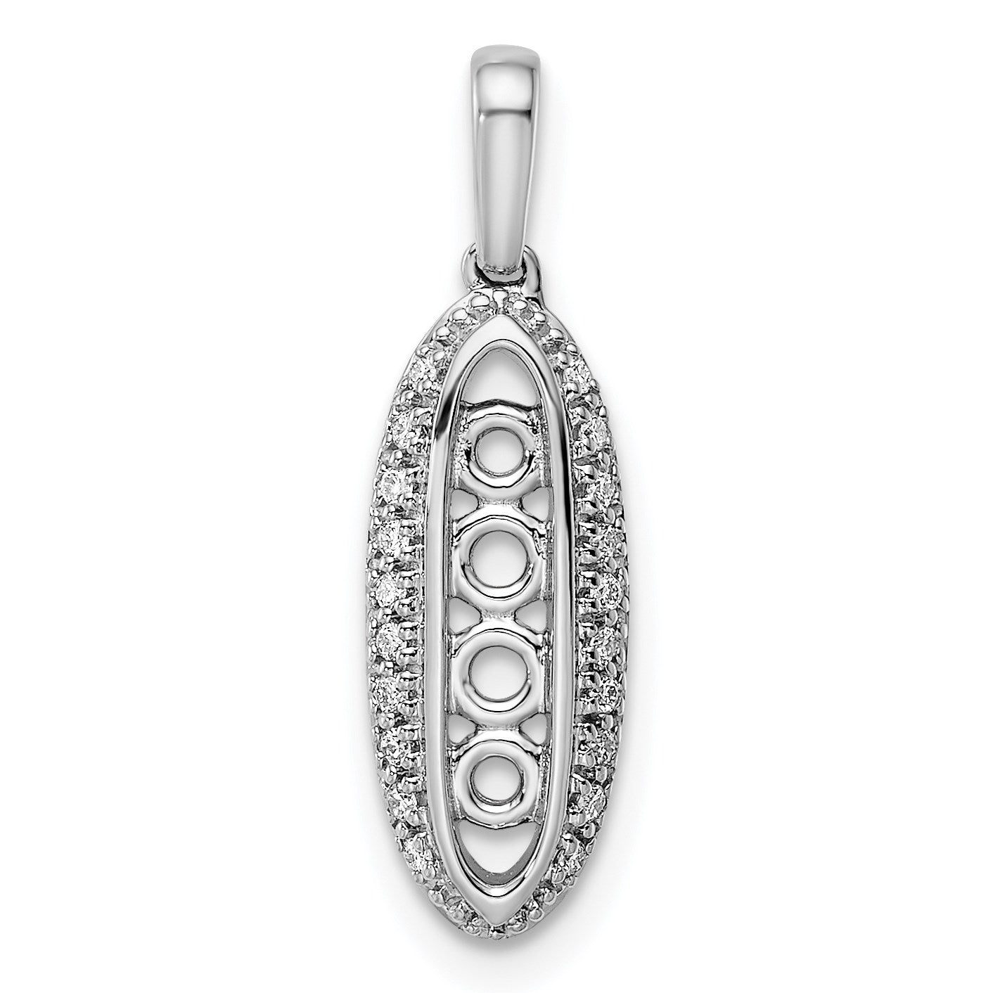 14K White Gold Family Jewelry Diamond Semi-Set Pendant