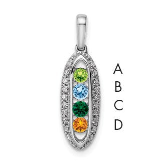 14K White Gold Family Jewelry Diamond Semi-Set Pendant