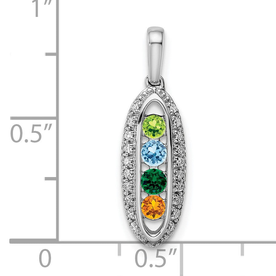 14K White Gold Family Jewelry Diamond Semi-Set Pendant