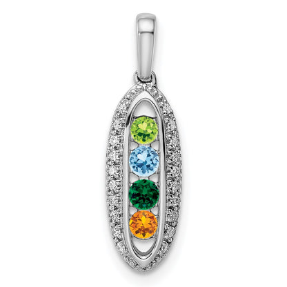 14K White Gold Family Jewelry Diamond Semi-Set Pendant