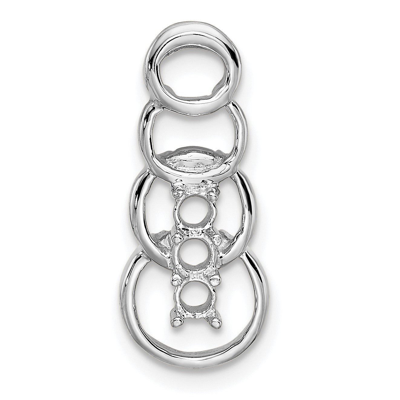 14k White Gold 3 Stone Family Pendant Mounting