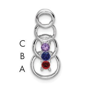 14k White Gold 3 Stone Family Pendant Mounting