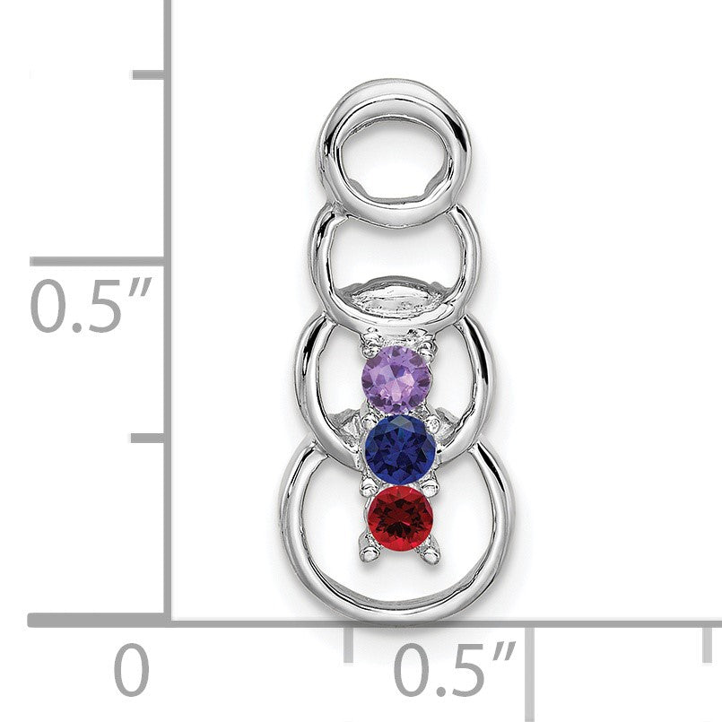 14k White Gold 3 Stone Family Pendant Mounting