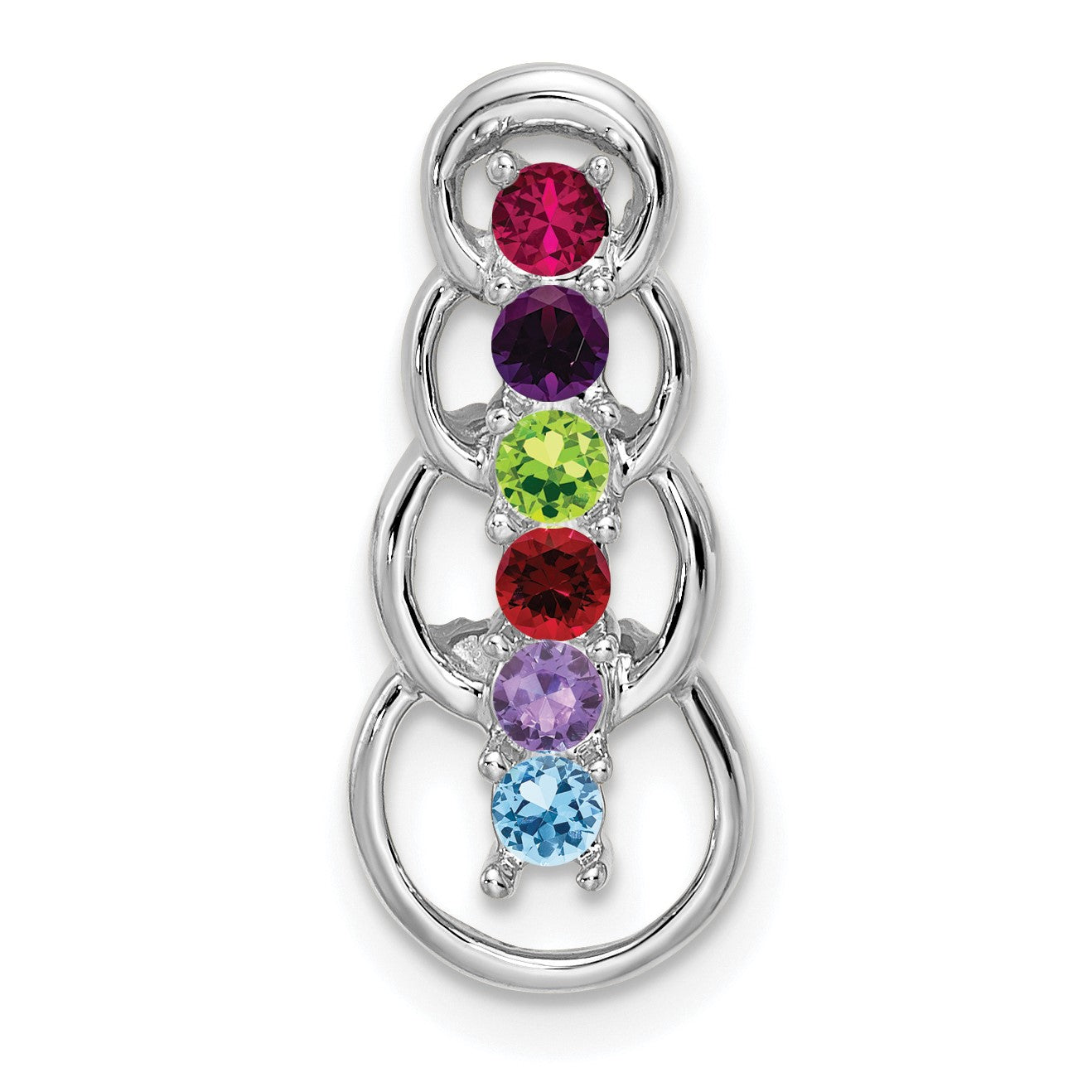 14k White Gold 6 Stone Family Pendant Mounting