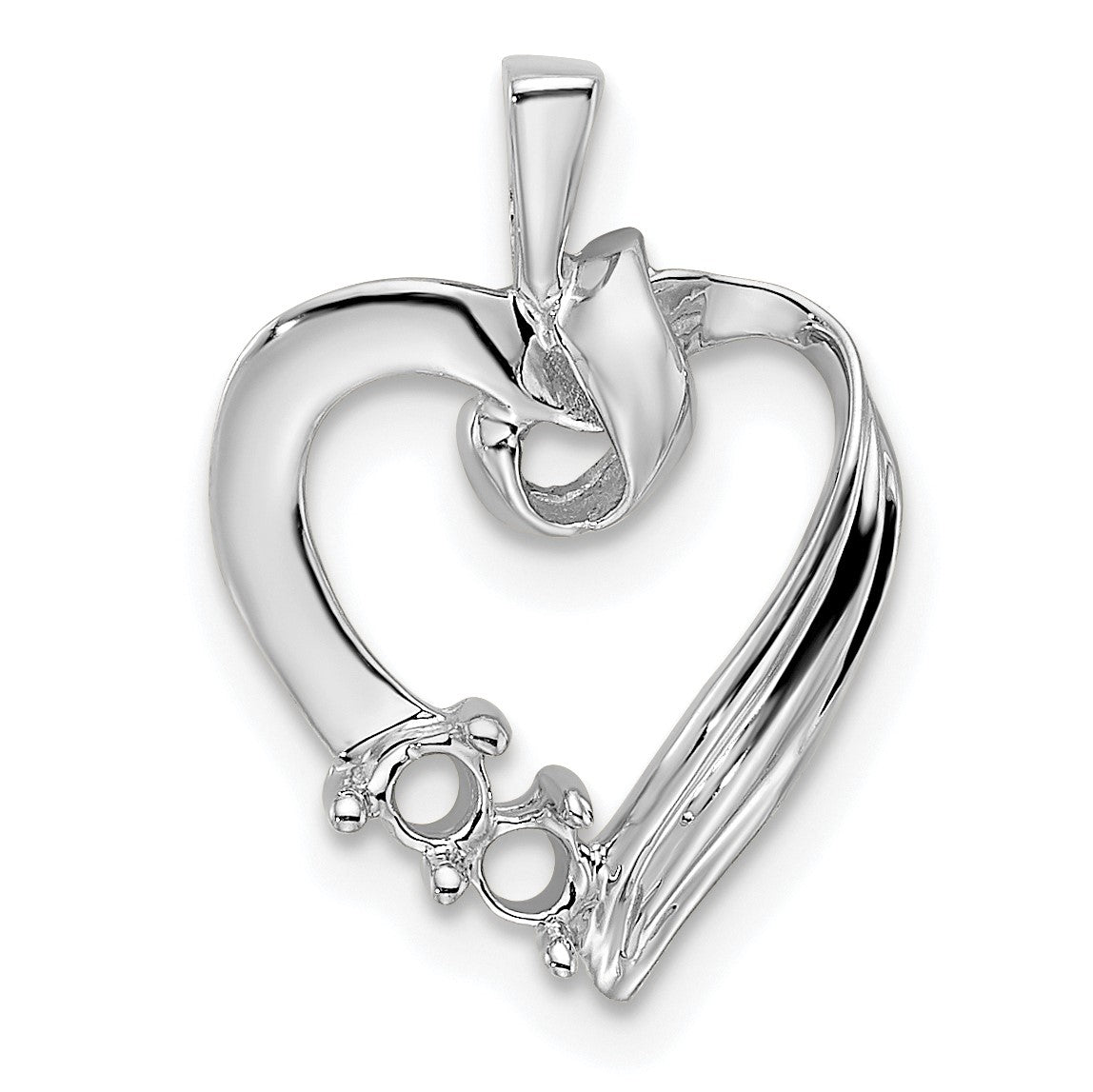 14k White Gold 2 Stone Family Pendant Mounting