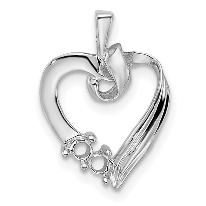 14k White Gold 2 Stone Family Pendant Mounting