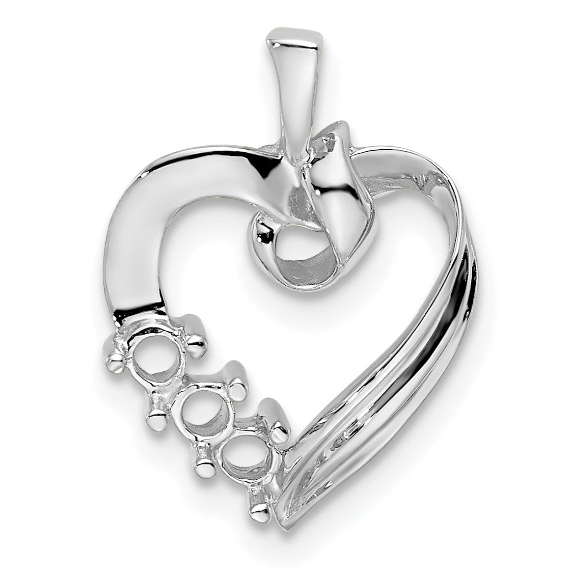 14k White Gold 3 Stone Family Pendant Mounting
