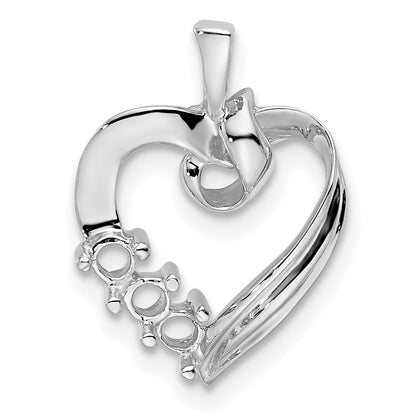 14k White Gold 3 Stone Family Pendant Mounting