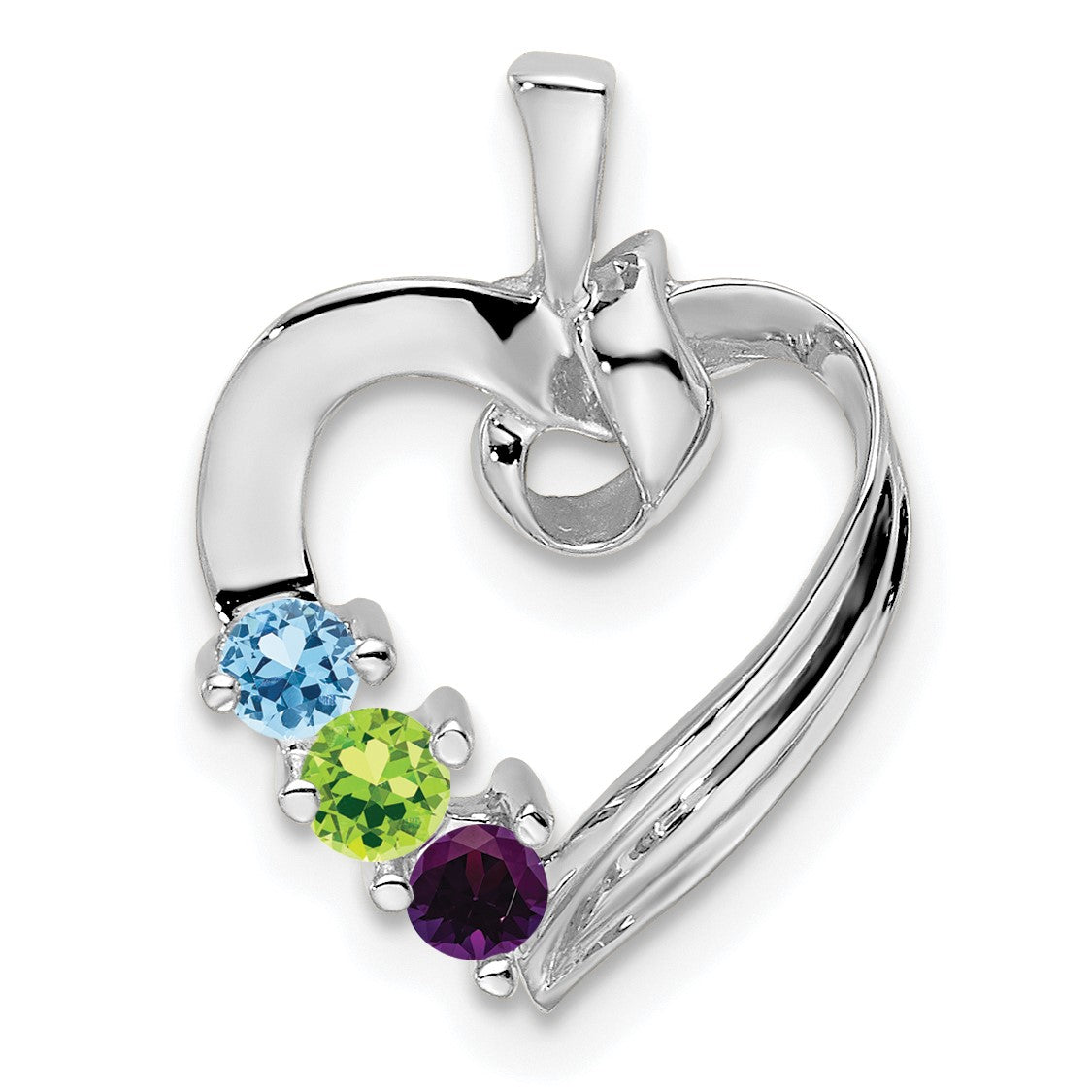 14k White Gold 3 Stone Family Pendant Mounting