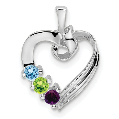 14k White Gold 3 Stone Family Pendant Mounting