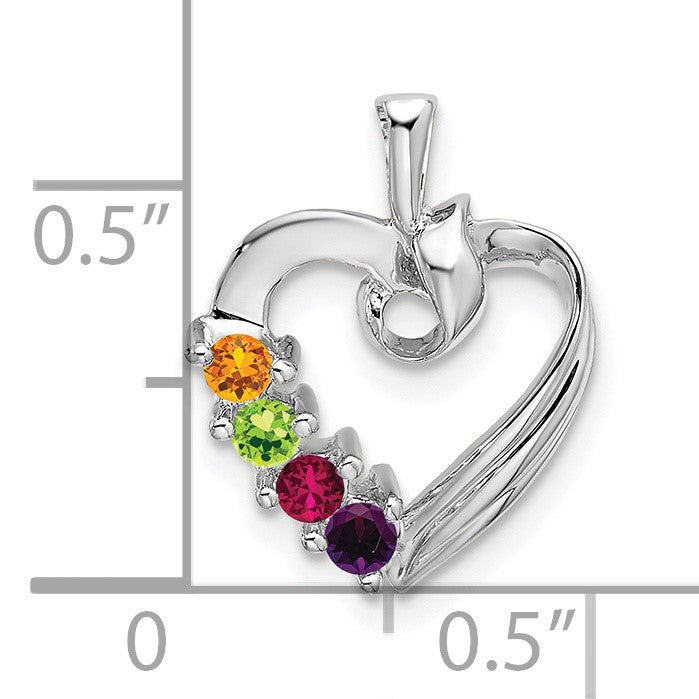 14k White Gold 4 Stone Family Pendant Mounting