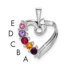 14k White Gold 5 Stone Family Pendant Mounting