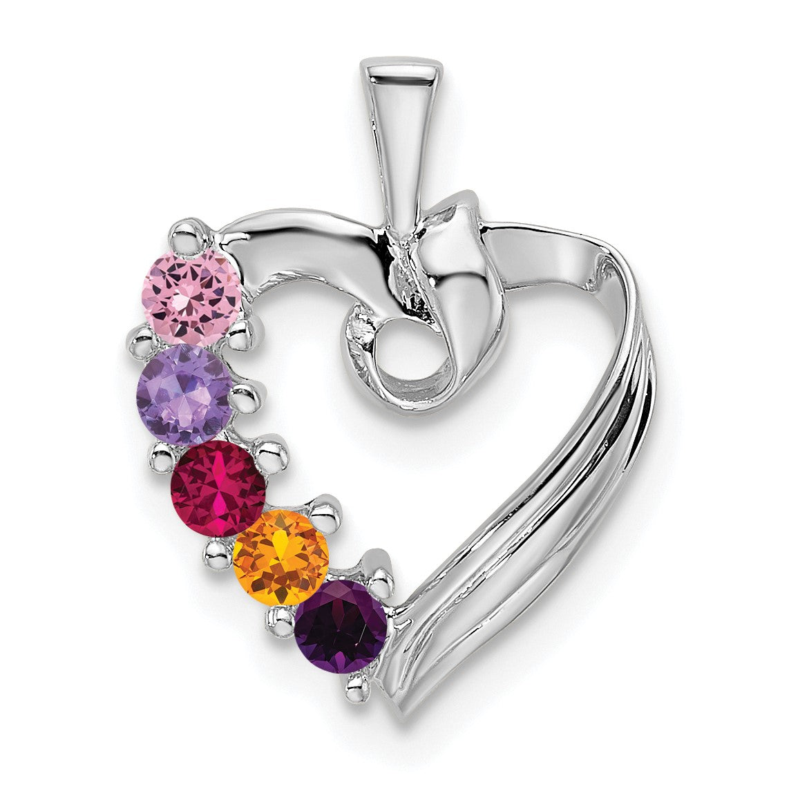 14k White Gold 5 Stone Family Pendant Mounting
